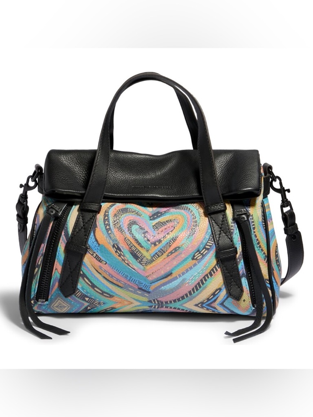 Aimee Kestenberg Bali Double Entry Satchel Love Hearts rainbow stachel bag